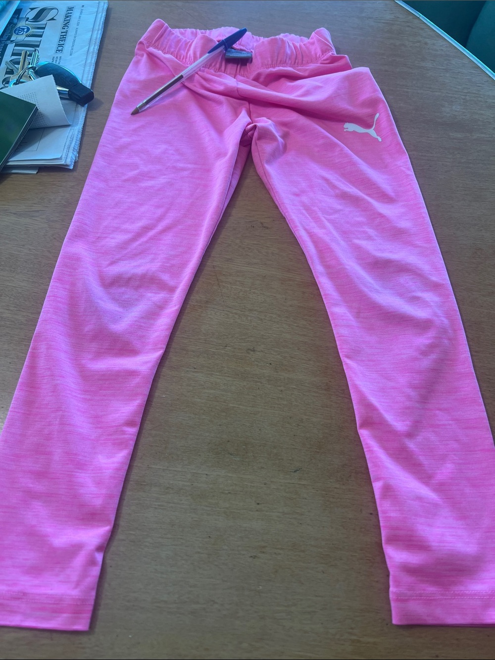 Puma Pink Girls' Active Leggings with Logo
